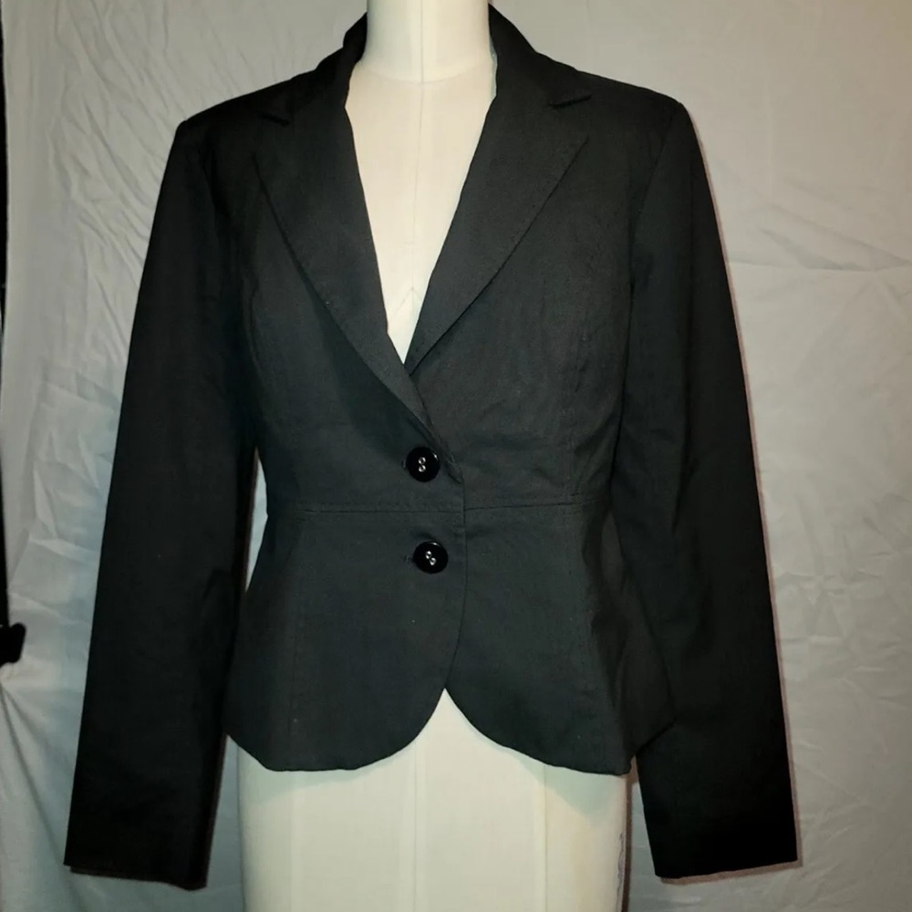 Merona Coat Blazer Jacket Size 8 Black Buttons Lining 8